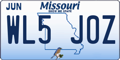 MO license plate WL5J0Z