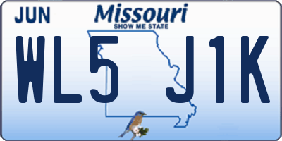 MO license plate WL5J1K