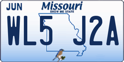 MO license plate WL5J2A