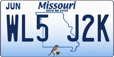 MO license plate WL5J2K