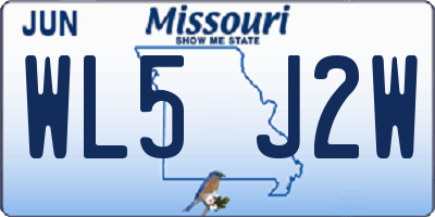 MO license plate WL5J2W