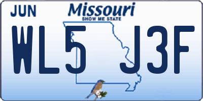 MO license plate WL5J3F
