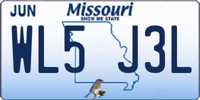 MO license plate WL5J3L