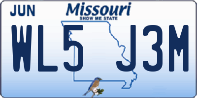MO license plate WL5J3M