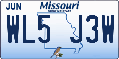 MO license plate WL5J3W