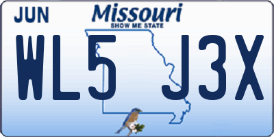 MO license plate WL5J3X