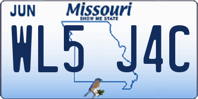 MO license plate WL5J4C