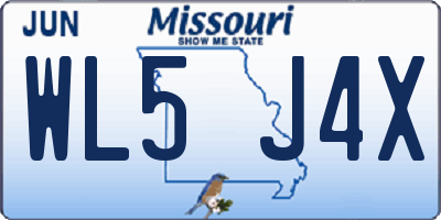 MO license plate WL5J4X