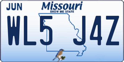MO license plate WL5J4Z