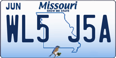 MO license plate WL5J5A