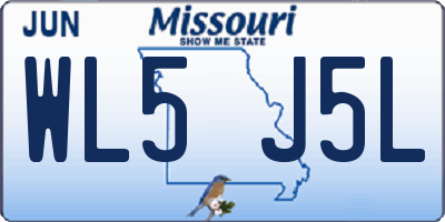 MO license plate WL5J5L