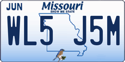 MO license plate WL5J5M