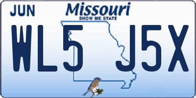 MO license plate WL5J5X