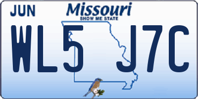 MO license plate WL5J7C