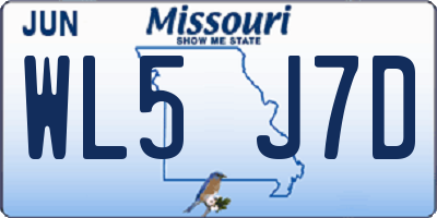MO license plate WL5J7D