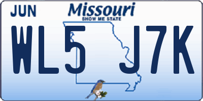 MO license plate WL5J7K