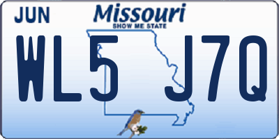 MO license plate WL5J7Q