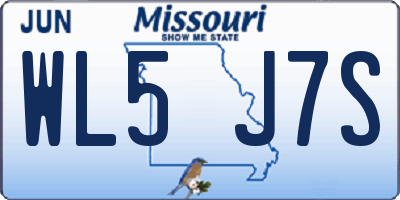 MO license plate WL5J7S