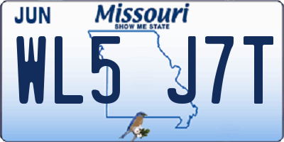 MO license plate WL5J7T