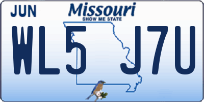 MO license plate WL5J7U