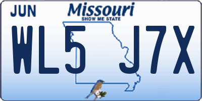 MO license plate WL5J7X