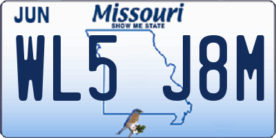 MO license plate WL5J8M
