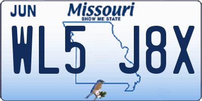 MO license plate WL5J8X