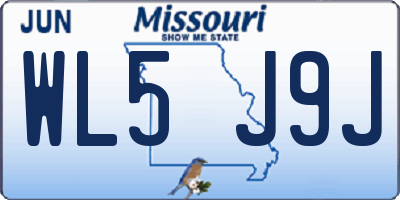 MO license plate WL5J9J