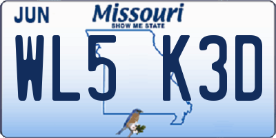 MO license plate WL5K3D