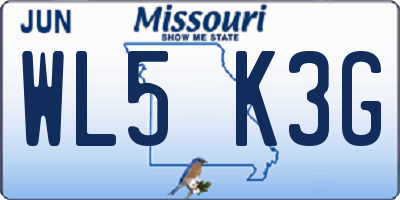 MO license plate WL5K3G