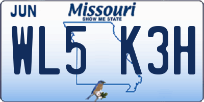 MO license plate WL5K3H
