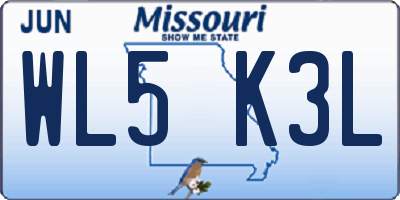 MO license plate WL5K3L