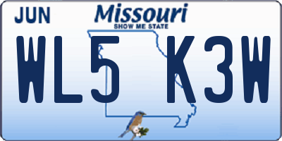 MO license plate WL5K3W