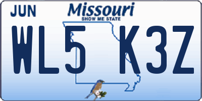MO license plate WL5K3Z