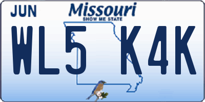 MO license plate WL5K4K