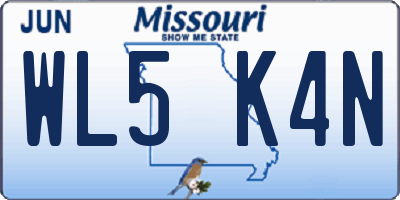MO license plate WL5K4N