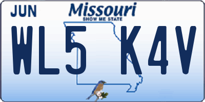 MO license plate WL5K4V