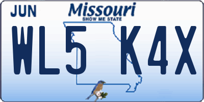 MO license plate WL5K4X