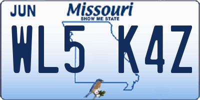 MO license plate WL5K4Z