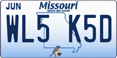 MO license plate WL5K5D