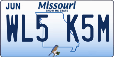 MO license plate WL5K5M
