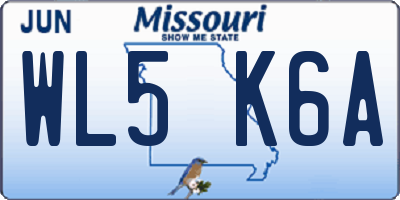 MO license plate WL5K6A