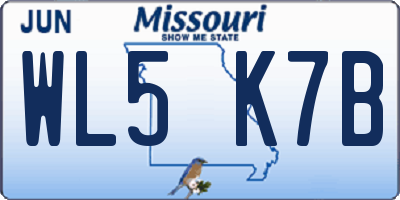 MO license plate WL5K7B