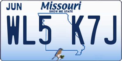 MO license plate WL5K7J