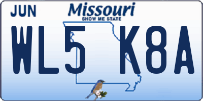 MO license plate WL5K8A