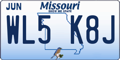 MO license plate WL5K8J