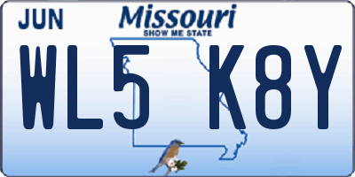 MO license plate WL5K8Y