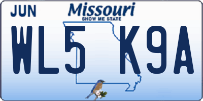 MO license plate WL5K9A