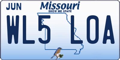 MO license plate WL5L0A