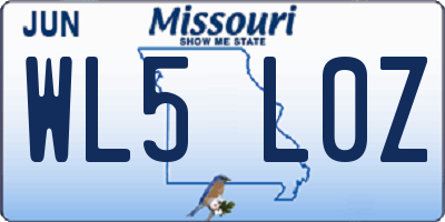 MO license plate WL5L0Z